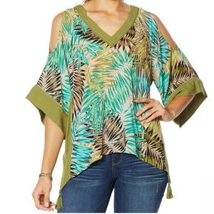 Democracy Green and Blue Tropical Blouse